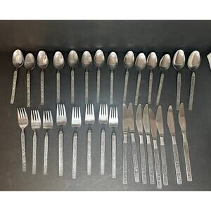 30 Pc Interpur Dinner Flatware Mexicali Rose Flower Stainless Steel Replacements